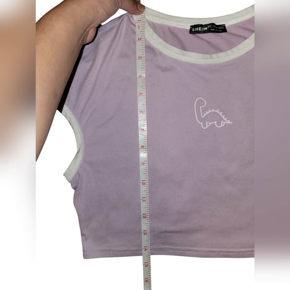 Lavender Dino Crop Top Large SHEIN - Picture 3 of 4